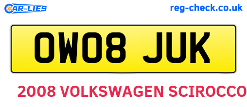 OW08JUK are the vehicle registration plates.