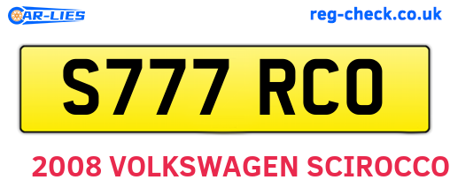 S777RCO are the vehicle registration plates.