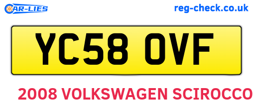 YC58OVF are the vehicle registration plates.