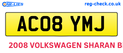 AC08YMJ are the vehicle registration plates.