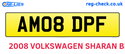 AM08DPF are the vehicle registration plates.