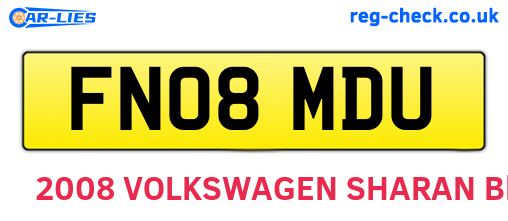 FN08MDU are the vehicle registration plates.