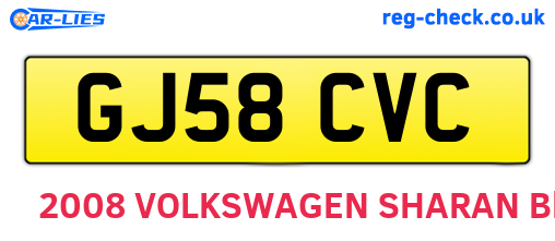 GJ58CVC are the vehicle registration plates.