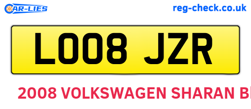 LO08JZR are the vehicle registration plates.