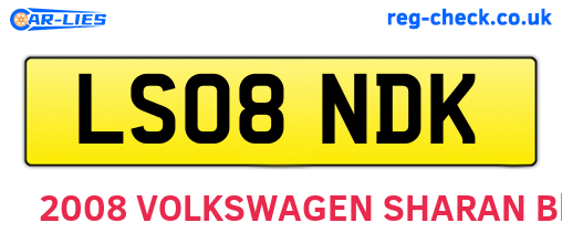 LS08NDK are the vehicle registration plates.