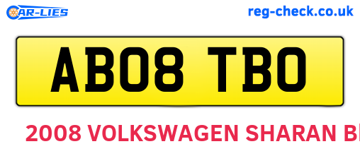 AB08TBO are the vehicle registration plates.