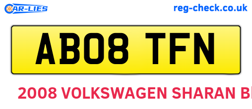 AB08TFN are the vehicle registration plates.
