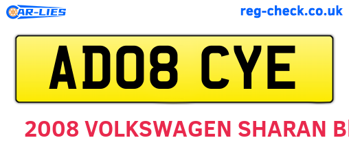 AD08CYE are the vehicle registration plates.