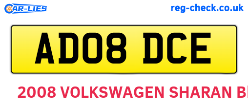AD08DCE are the vehicle registration plates.