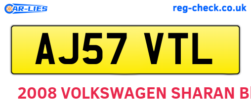 AJ57VTL are the vehicle registration plates.