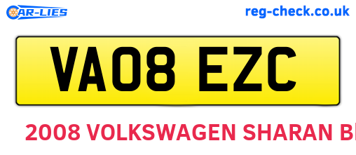 VA08EZC are the vehicle registration plates.