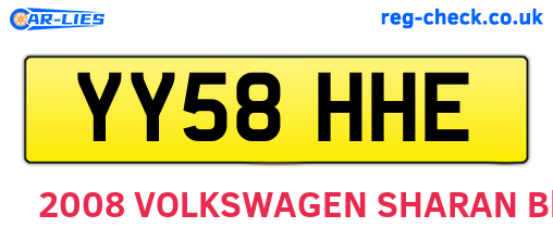 YY58HHE are the vehicle registration plates.