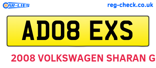 AD08EXS are the vehicle registration plates.