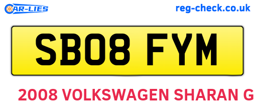 SB08FYM are the vehicle registration plates.