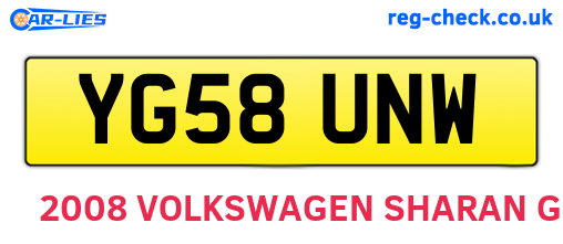 YG58UNW are the vehicle registration plates.