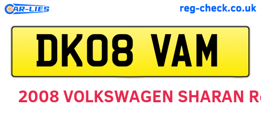 DK08VAM are the vehicle registration plates.