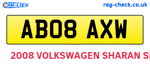 AB08AXW are the vehicle registration plates.