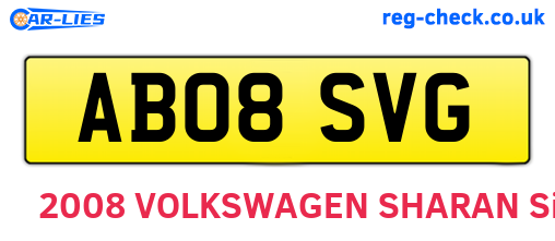 AB08SVG are the vehicle registration plates.