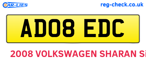 AD08EDC are the vehicle registration plates.