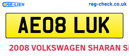 AE08LUK are the vehicle registration plates.