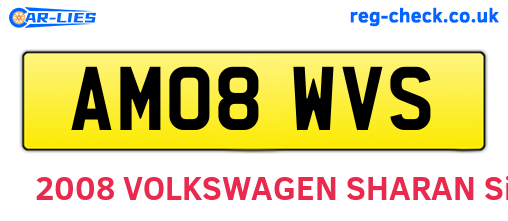 AM08WVS are the vehicle registration plates.