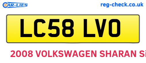 LC58LVO are the vehicle registration plates.