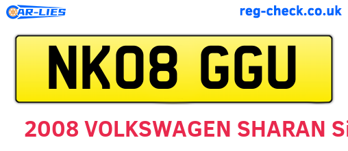 NK08GGU are the vehicle registration plates.
