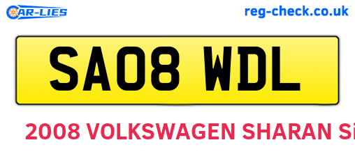 SA08WDL are the vehicle registration plates.