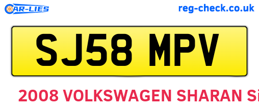 SJ58MPV are the vehicle registration plates.