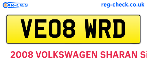 VE08WRD are the vehicle registration plates.