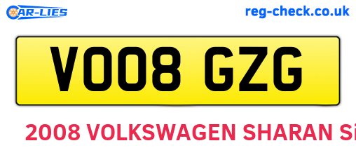 VO08GZG are the vehicle registration plates.