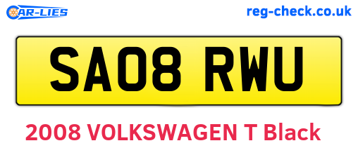 SA08RWU are the vehicle registration plates.