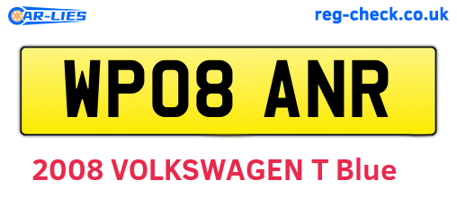 WP08ANR are the vehicle registration plates.