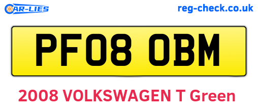 PF08OBM are the vehicle registration plates.
