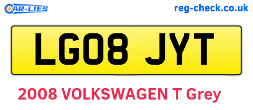 LG08JYT are the vehicle registration plates.