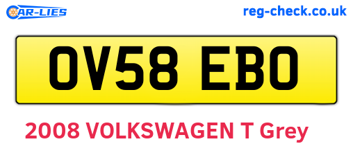 OV58EBO are the vehicle registration plates.