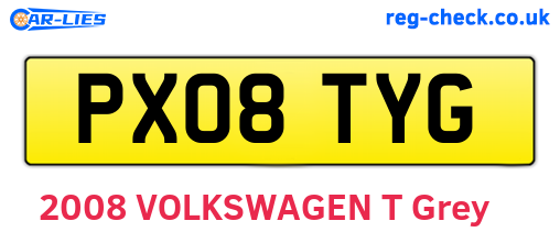 PX08TYG are the vehicle registration plates.