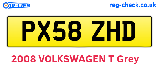 PX58ZHD are the vehicle registration plates.