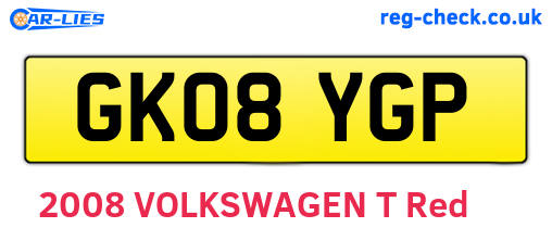 GK08YGP are the vehicle registration plates.