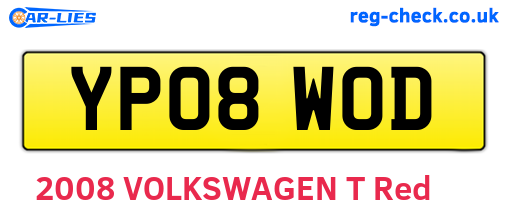 YP08WOD are the vehicle registration plates.