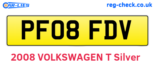 PF08FDV are the vehicle registration plates.
