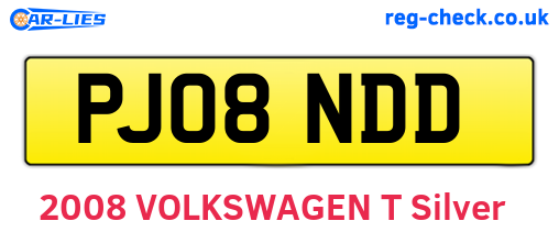 PJ08NDD are the vehicle registration plates.