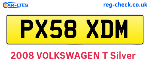 PX58XDM are the vehicle registration plates.