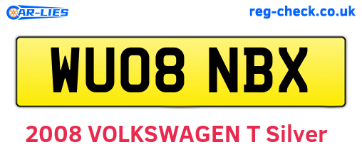 WU08NBX are the vehicle registration plates.
