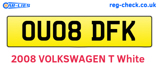 OU08DFK are the vehicle registration plates.