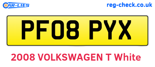 PF08PYX are the vehicle registration plates.