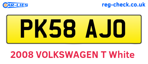 PK58AJO are the vehicle registration plates.