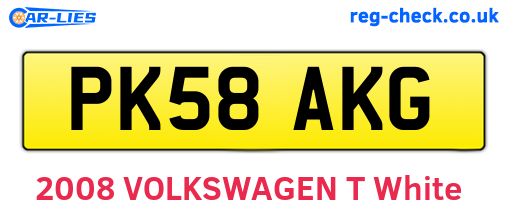 PK58AKG are the vehicle registration plates.