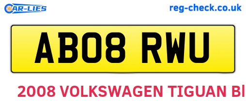 AB08RWU are the vehicle registration plates.