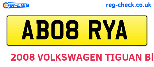 AB08RYA are the vehicle registration plates.